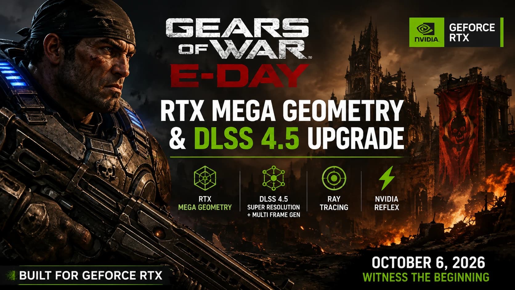 Gears of War: E-Day Gets RTX Mega Geometry & DLSS 4.5 Upgrade