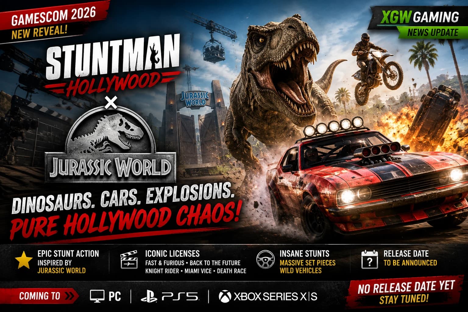 Stuntman: Hollywood × Jurassic World Revealed — Dinosaurs, Cars & Pure Chaos