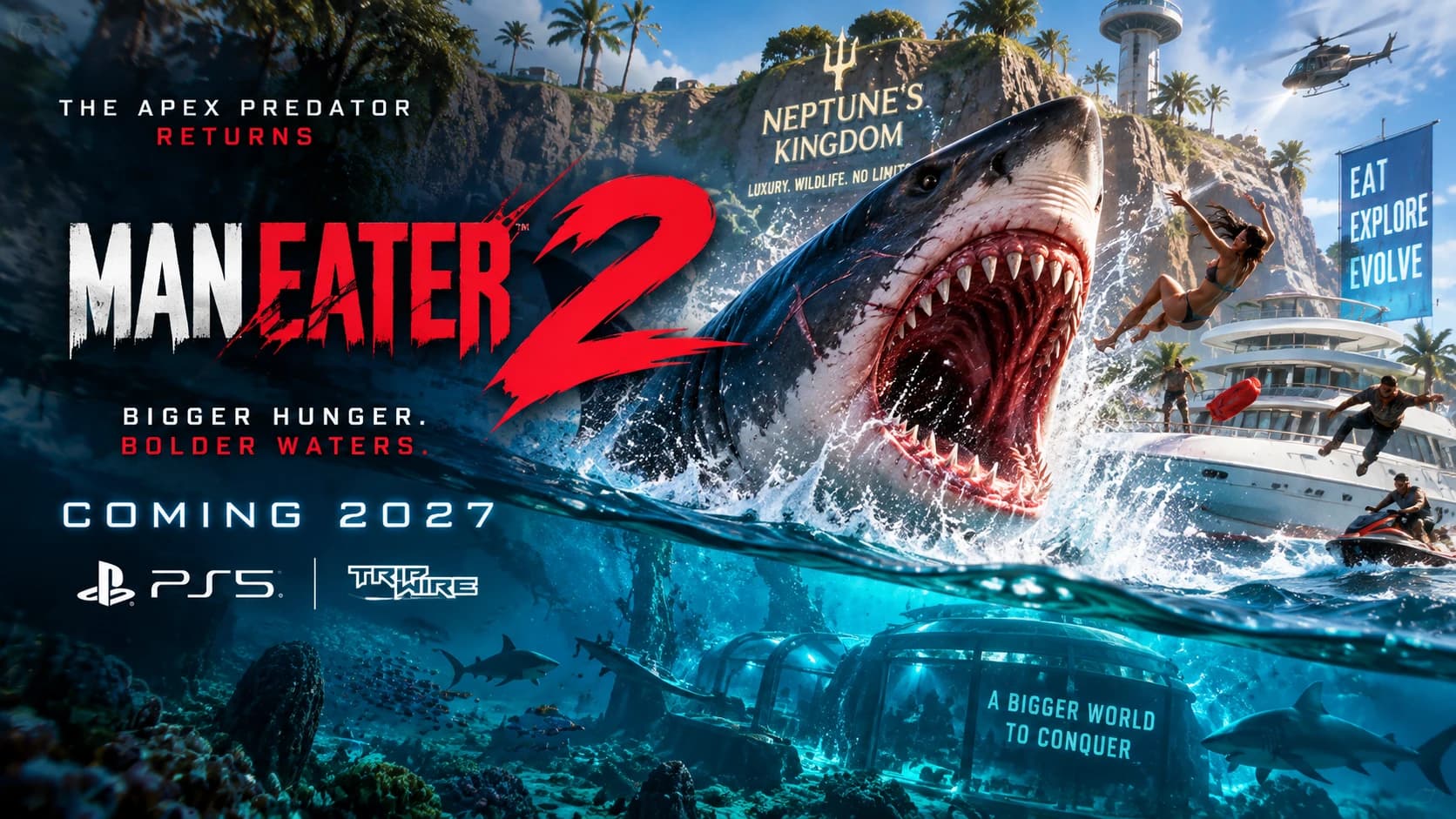 Maneater 2 Officially Revealed — Neptune's Kingdom Opens on PS5 in 2027