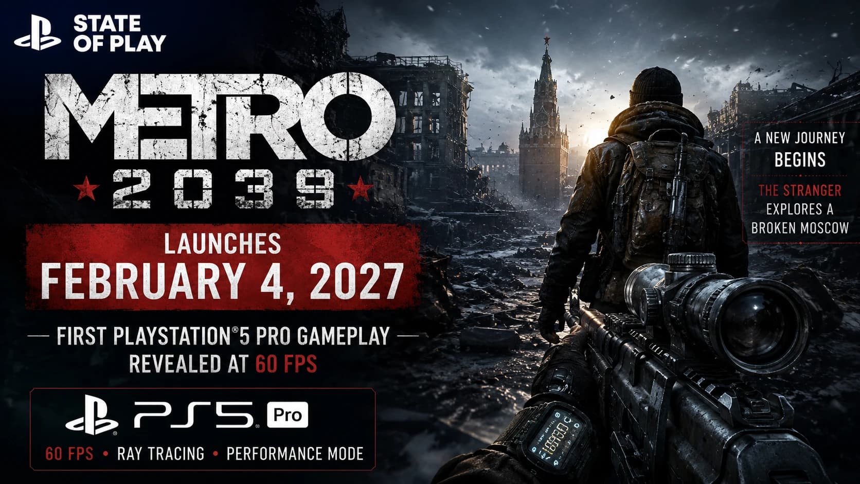 Metro 2039 Launches February 4, 2027 — First PS5 Pro Gameplay Revealed at 60 FPS